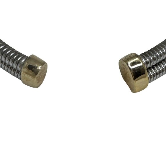 Vintage Two-Tone Flexible Metal Choker Necklace With Gold Accents - Picture 3 of 5